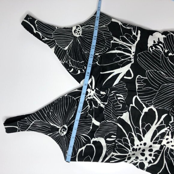 CATHERINE STEWART Black & White Floral A-line Flirty Summer Cocktail Party Dress - Picture 13 of 15